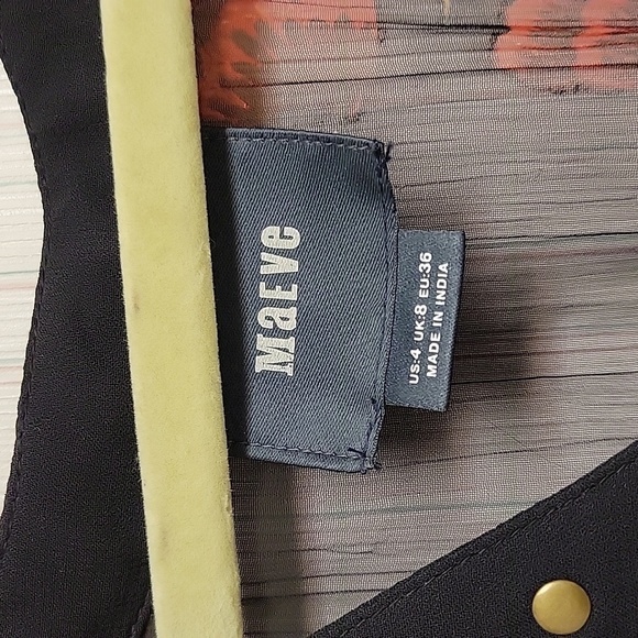 Maeve by Anthropologie women's sz 4 sheer black dress with black liner - Picture 4 of 5